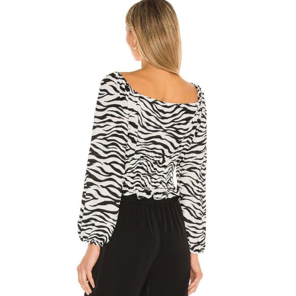 BCBGeneration Blake Square Neck Satin Crepe Top in Zebra, M NWT - Picture 5 of 8